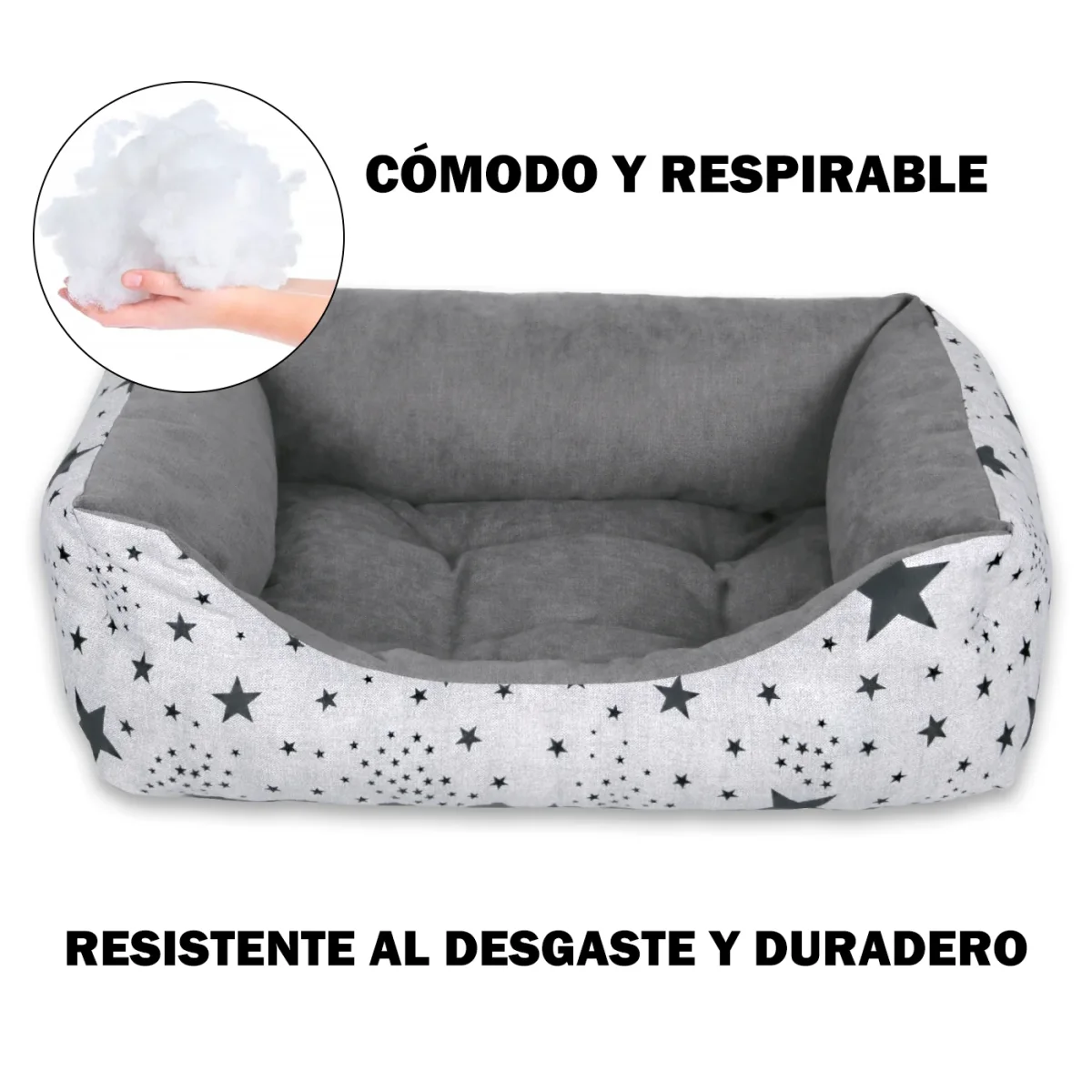 Cama para mascotas rellena de fibra - Estrellas - Grande - Imagen 5