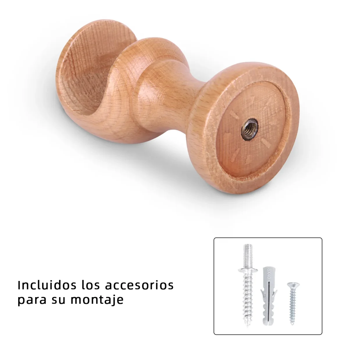 Pack de Dos Soportes para Barra de ø 28 mm- Madera - Imagen 4