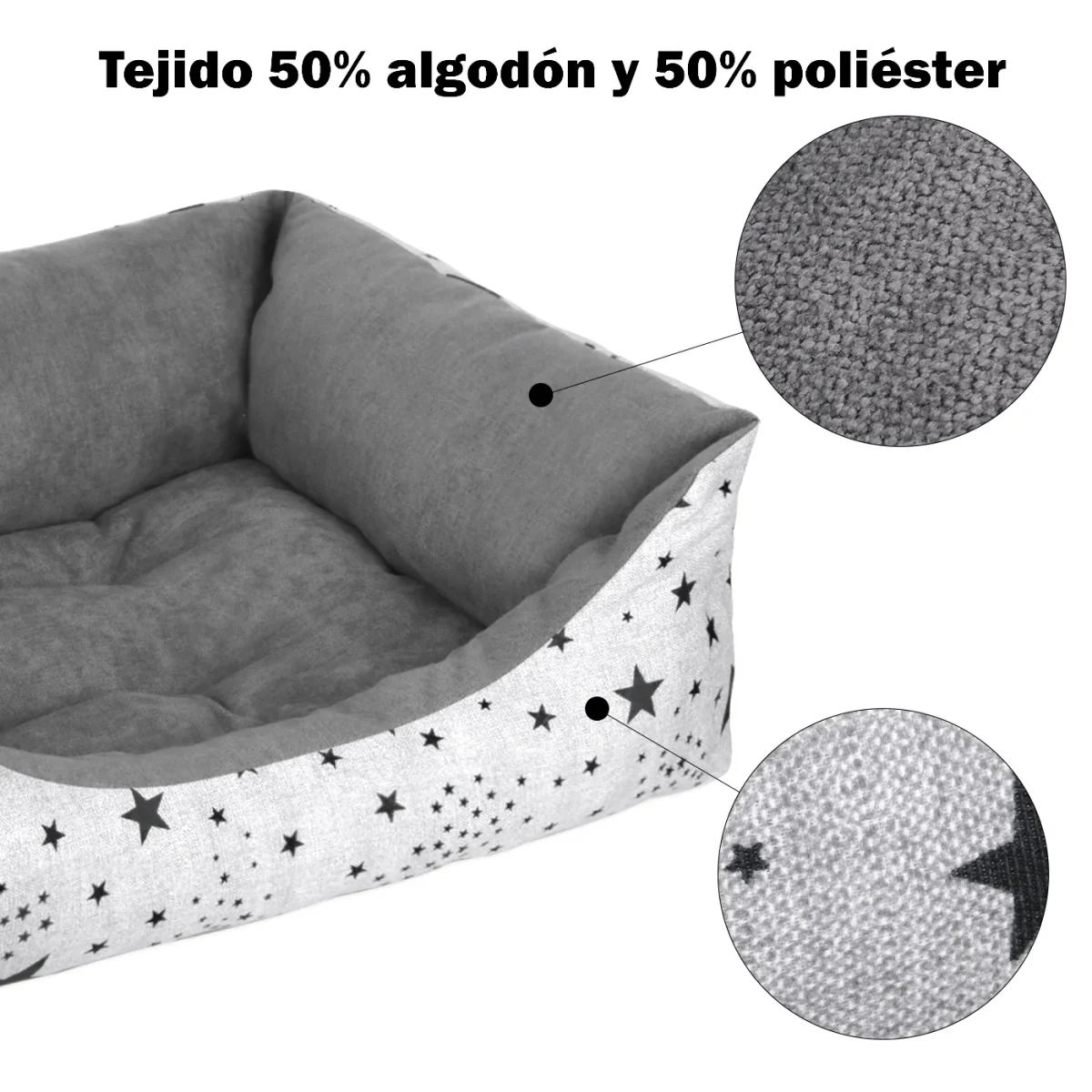 Cama para mascotas rellena de fibra - Estrellas - Grande - Imagen 6