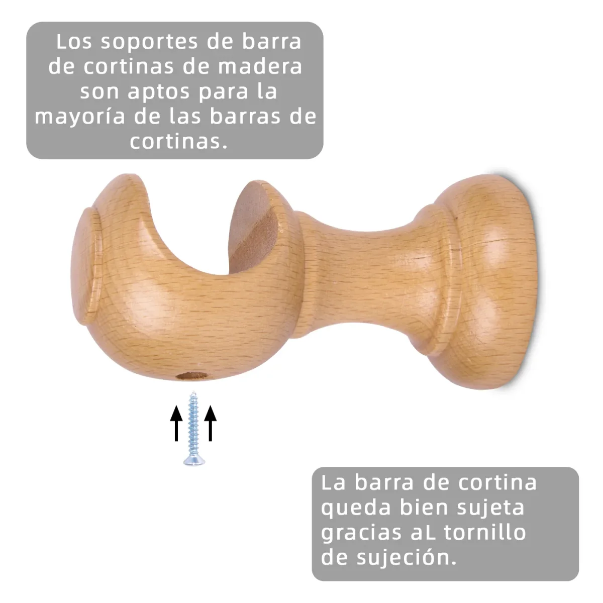 Pack de Dos Soportes para Barra de ø 28 mm- Madera - Imagen 5