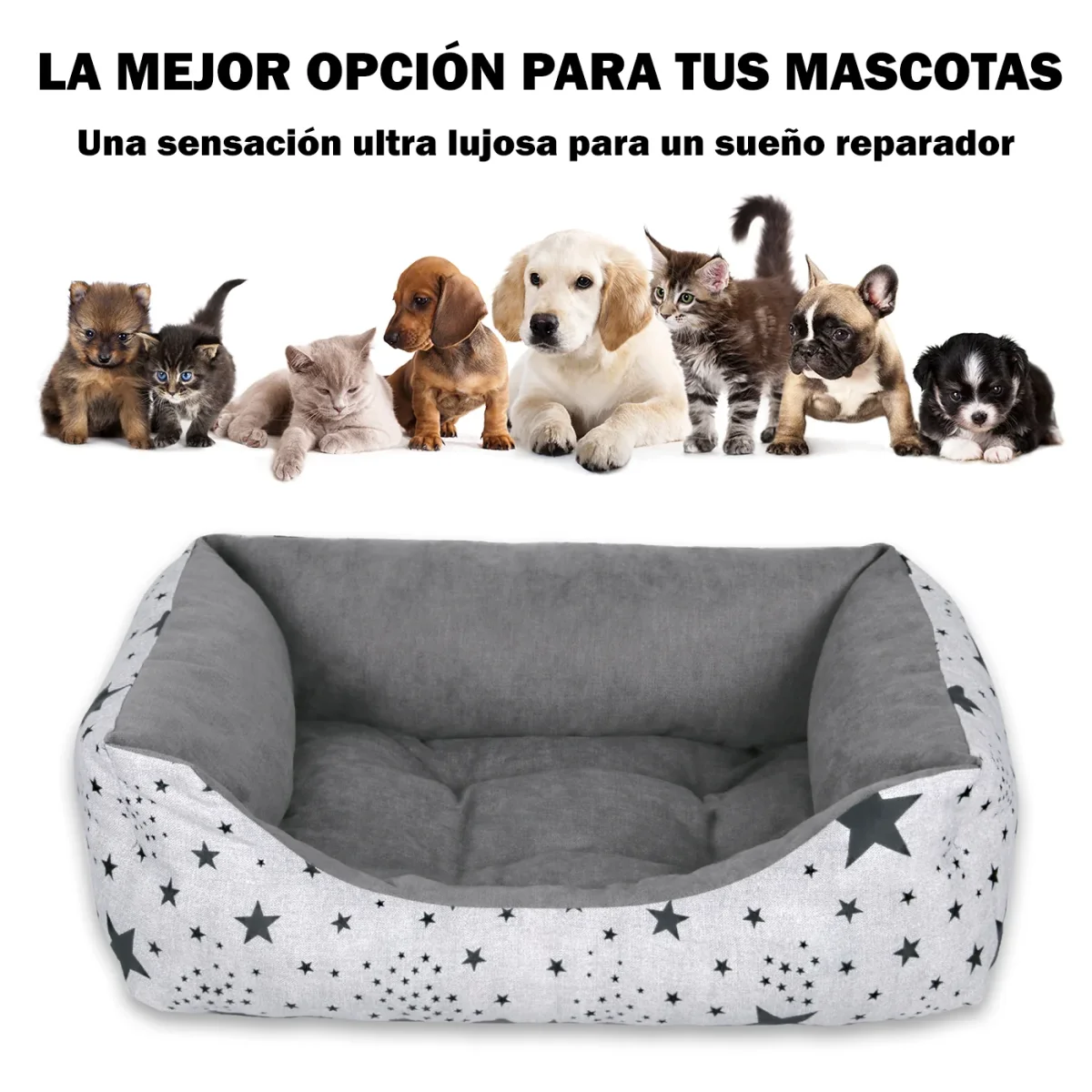 Cama para mascotas rellena de fibra - Estrellas - Grande - Imagen 7