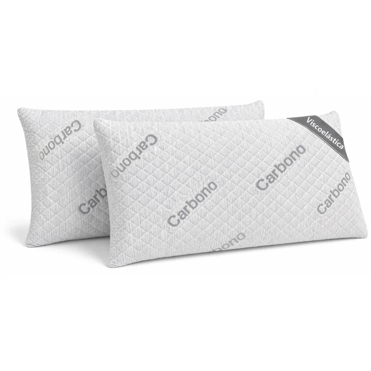 Almohada Viscoelástica de Carbono Perforado, Indeformable y Ergonómica- 70 cm Pack 2