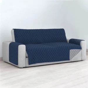 Funda de Sofá Reversible con Reposabrazos - Azul Marino