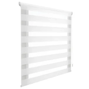 Estor Enrollable De Doble Capa, Noche y Día, Translúcido y Oscurecido Blanco