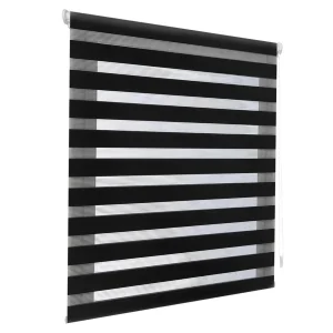 Estor Enrollable De Doble Capa, Noche y Día, Translúcido y Oscurecido Negro