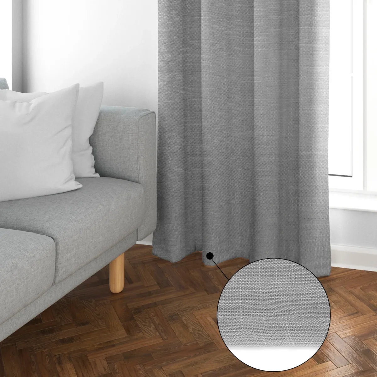 Cortinas de Salón Translúcidas,Lino, Modernas- Gris - Imagen 3