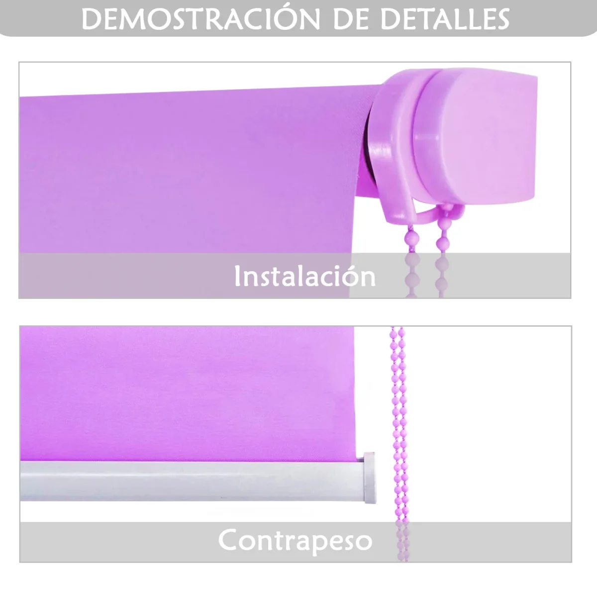 Estor Enrollable Translúcido Liso Lila - Imagen 3