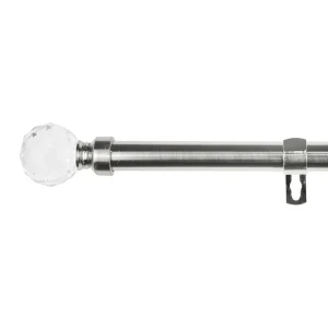 Barra De Cortinas Universal Extensible Acero Bola Cristal. Plata