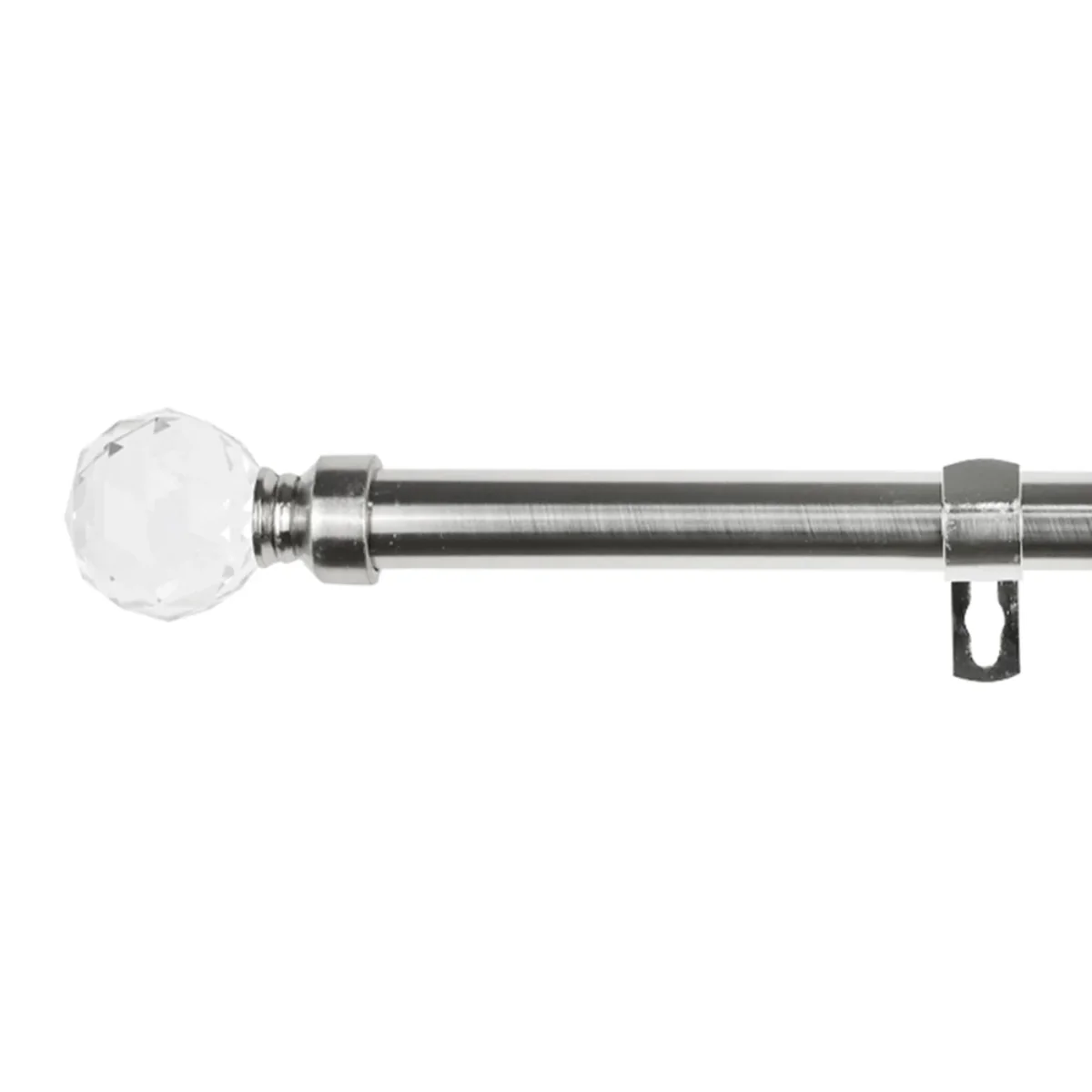Barra De Cortinas Universal Extensible Acero Bola Cristal. Plata