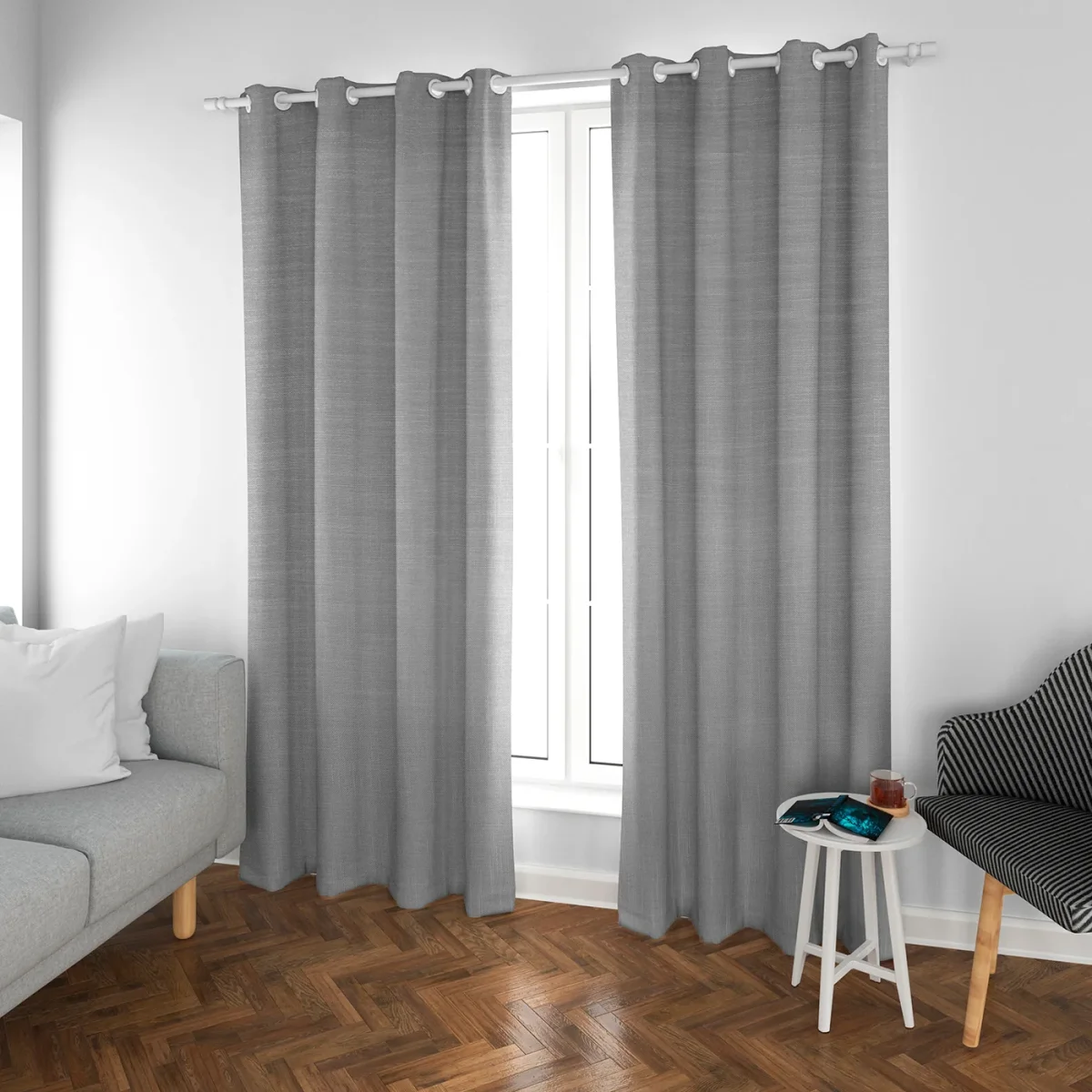 Cortinas de Salón Translúcidas,Lino, Modernas- Gris - Imagen 2