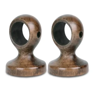 Pack de 2 Soportes Decorativos para Barra de Madera de Pared o Techo- Marrón