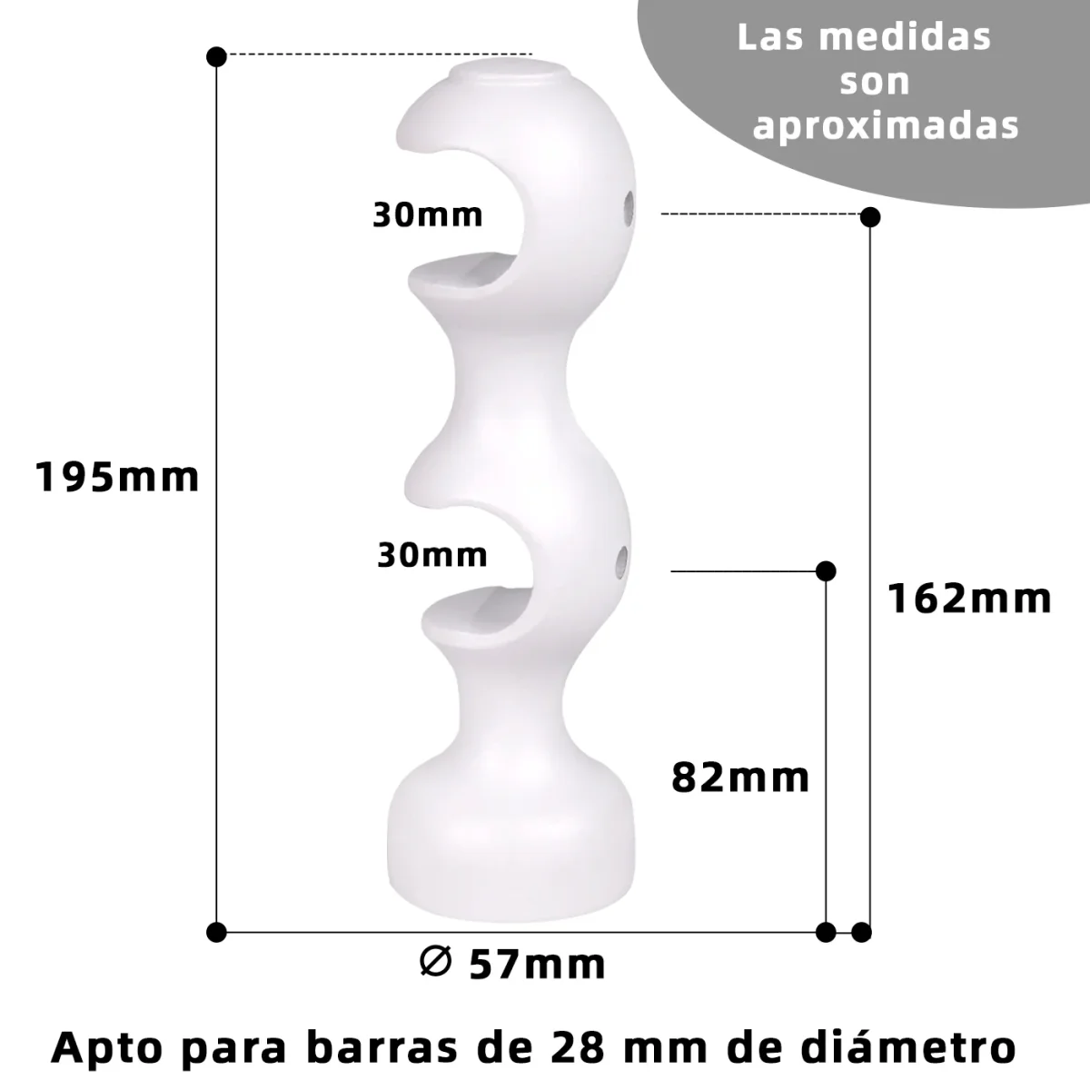 Pack de Dos Soportes de Madera para Barra Doble- Blanco - Imagen 3