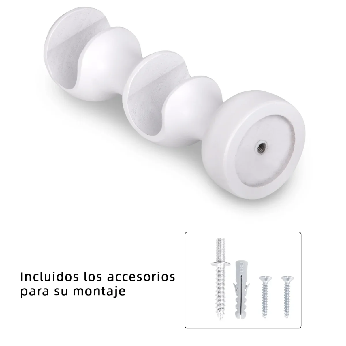 Pack de Dos Soportes de Madera para Barra Doble- Blanco - Imagen 4