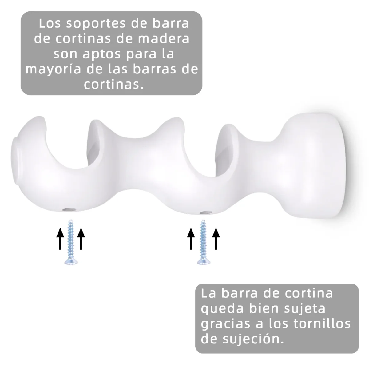 Pack de Dos Soportes de Madera para Barra Doble- Blanco - Imagen 5