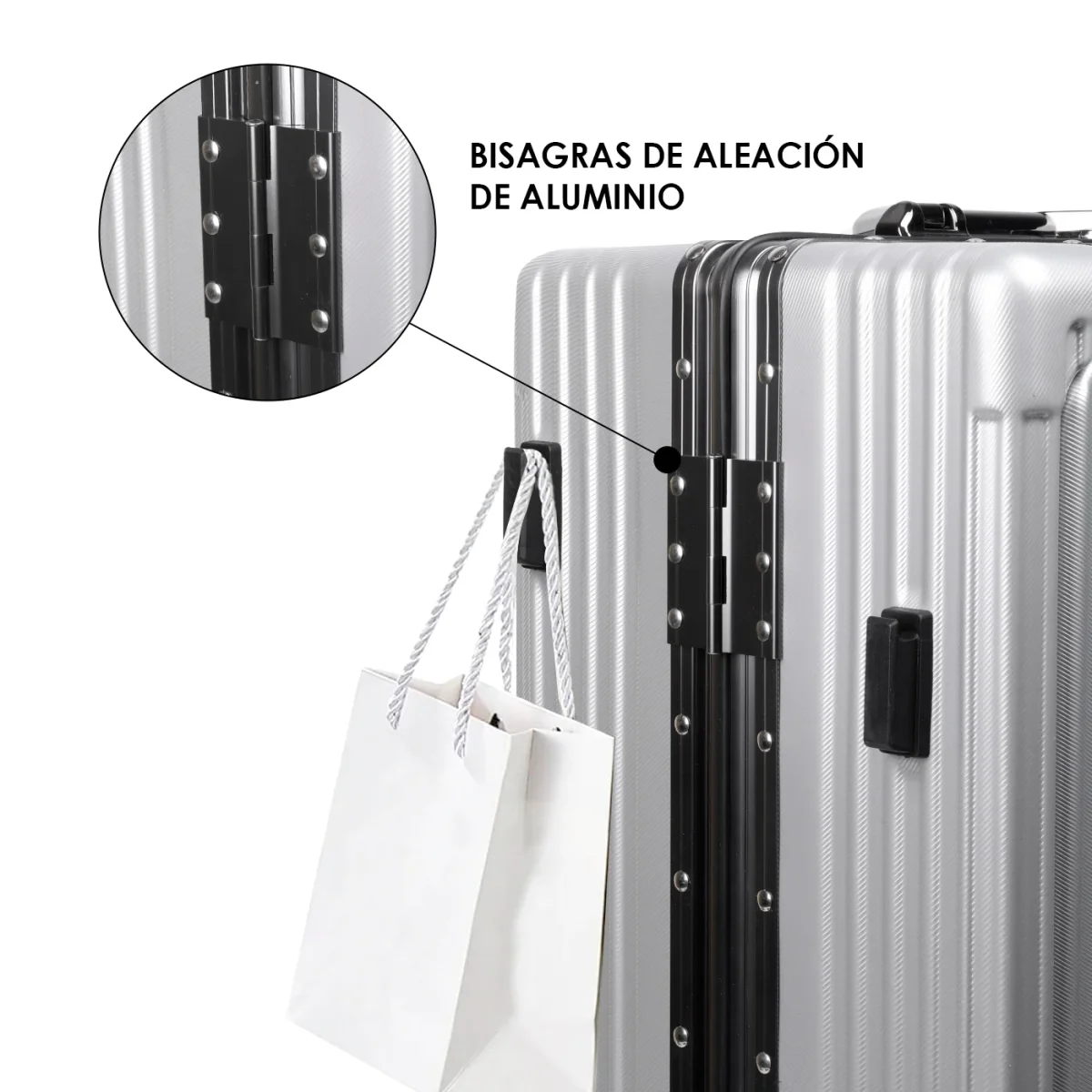 Maleta de Cabina con Neceser de Policarbonato y ABS con USB- Gris Claro - Imagen 5