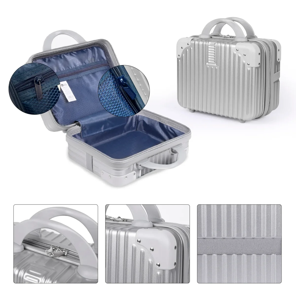 Maleta de Cabina con Neceser de Policarbonato y ABS con USB- Gris Claro - Imagen 9