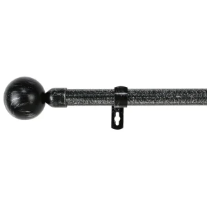 Barra De Cortinas Universal Extensible Metal Bola. Negro+Gris