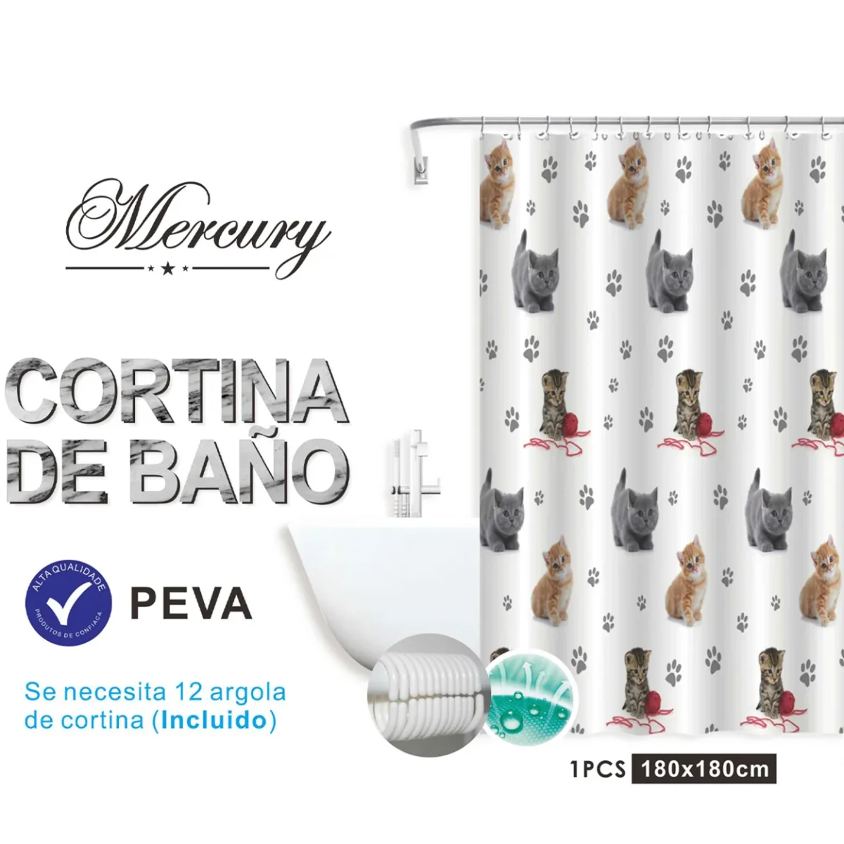 Cortina de baño impermeable de diseño moderno - Animal