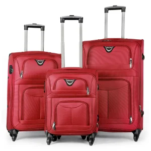 Juego de Maletas 3pcs Cabina, Mediana y Grande de Tela, Maleta Expandible- Rojo