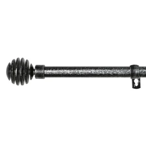 Barra De Cortinas Universal Extensible Metal Bola Rota. Negro+Gris