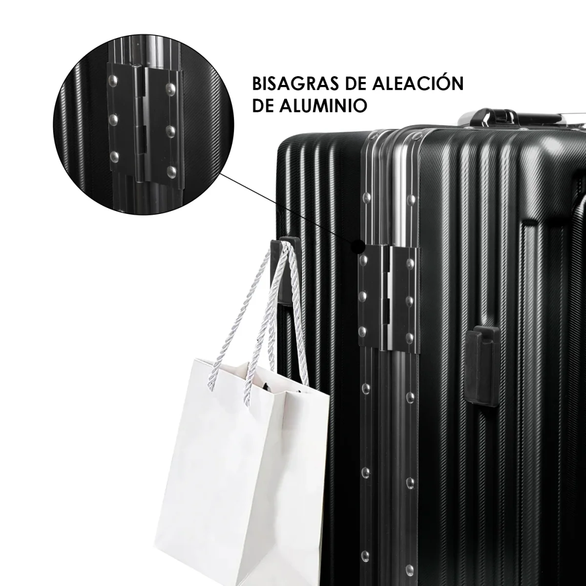 Maleta de Cabina con Neceser de Policarbonato y ABS con USB- Negro - Imagen 5