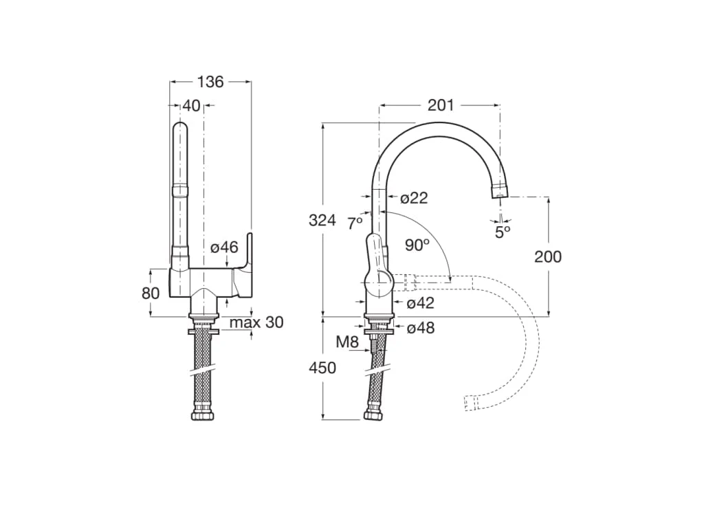 Grifo Cocina Roca L20 A5A8209C00 Cromo - Imagen 4