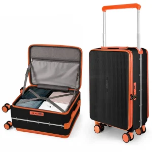 Maleta de Cabina 54x24x35cm de Polipropileno, Abertura Superior y Cerradura TSA - Negro