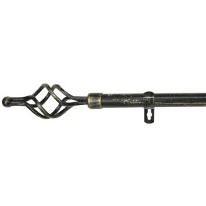 Barra De Cortinas Universal Extensible Metal Trenza. Negro+Dorado