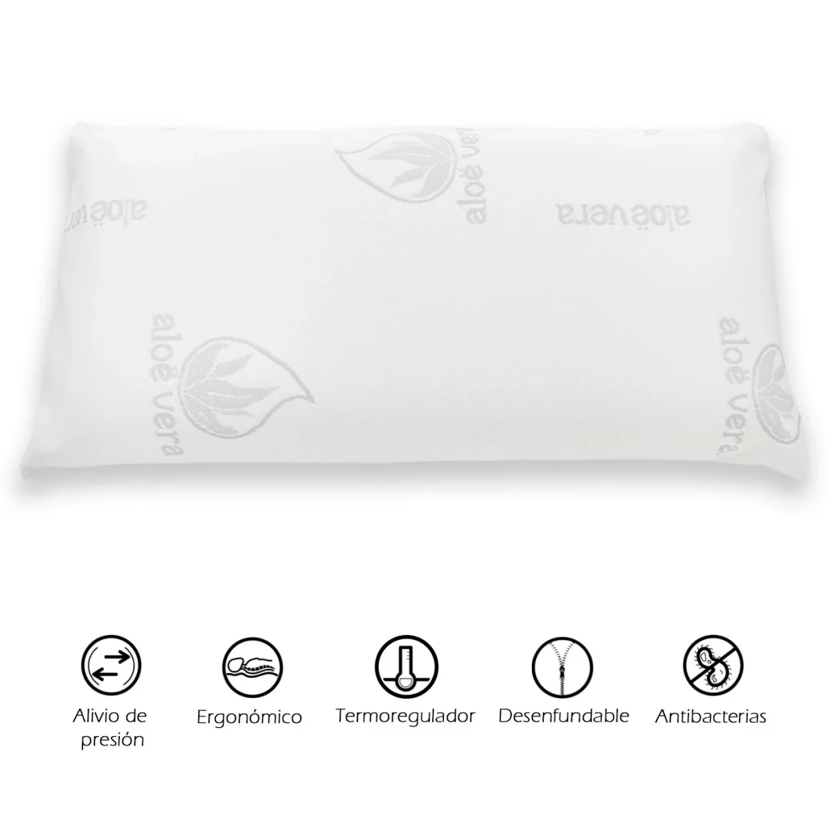 Almohada viscoelástica con tejido de Aloe Vera - 90 cm - Imagen 6