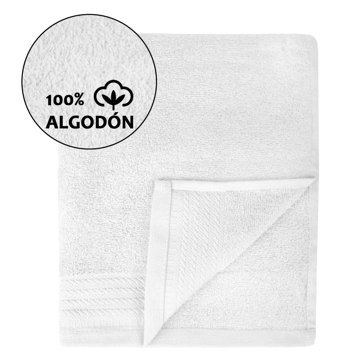 Juego de Toallas 100% Algodón de 500gsm.2Baño+2Mano+4Bide, Blanco - Imagen 3