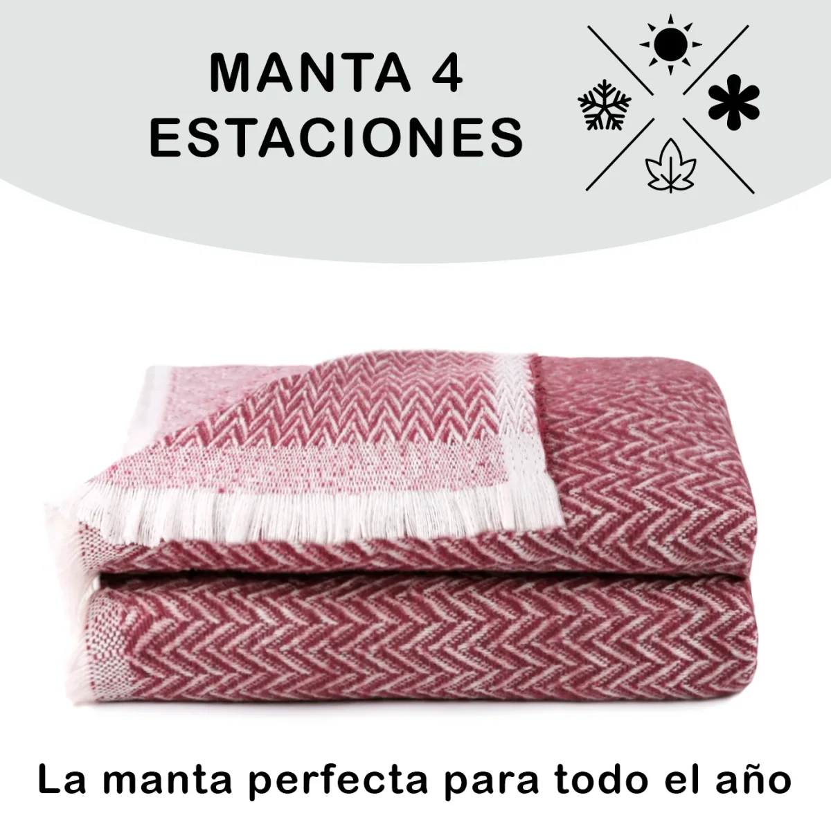 Manta o Colcha 4 Estaciones de Algodón- Granate - Imagen 3