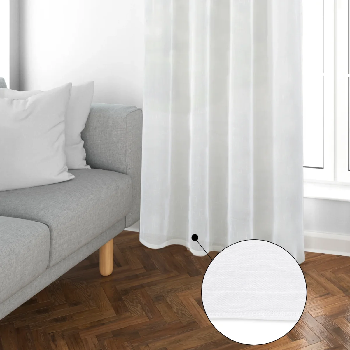 Cortinas de Salón Translúcidas, Lino, Modernas- Blanco - Imagen 3