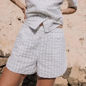 Short de algodón seersucker cuadros vichy Nat
