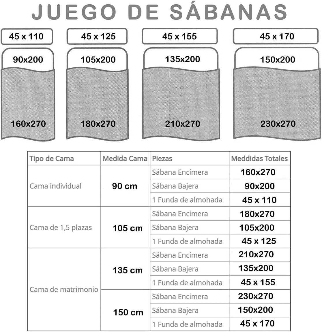 Juego de sábanas de 3 Piezas Invierno- Rayas Gris - Imagen 6