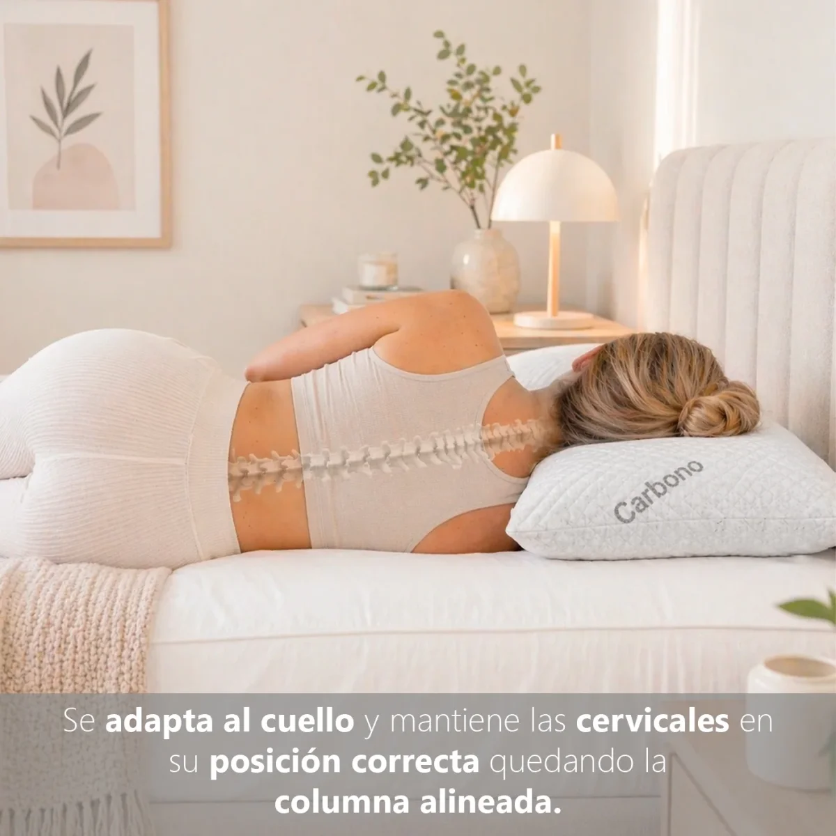 Almohada Viscoelástica de Carbono Perforado, Indeformable y Ergonómica- 80 cm - Imagen 6
