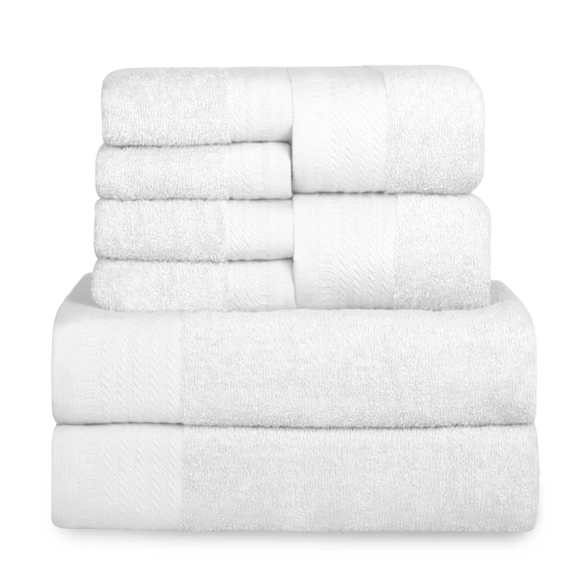 Juego de Toallas 100% Algodón de 500gsm.2Baño+2Mano+4Bide, Blanco