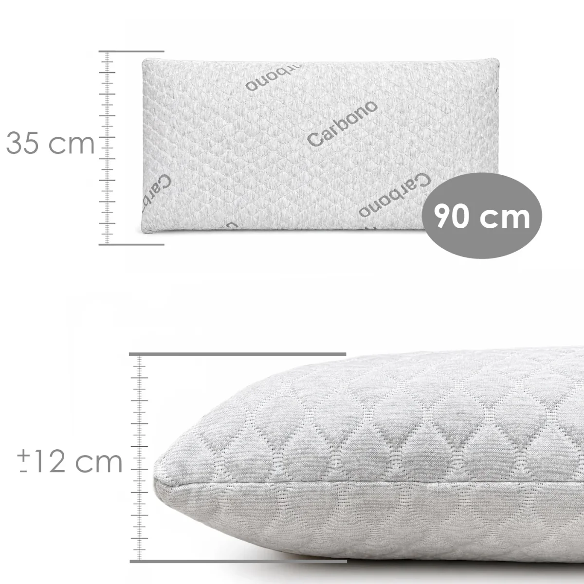 Almohada Viscoelástica de Carbono Perforado, Indeformable y Ergonómica- 90 cm - Imagen 7