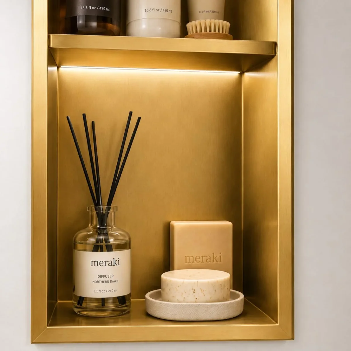 Hornacina Ducha MEDIMEX Marshall HOR006 Oro Cepillado 33x63 - Imagen 3