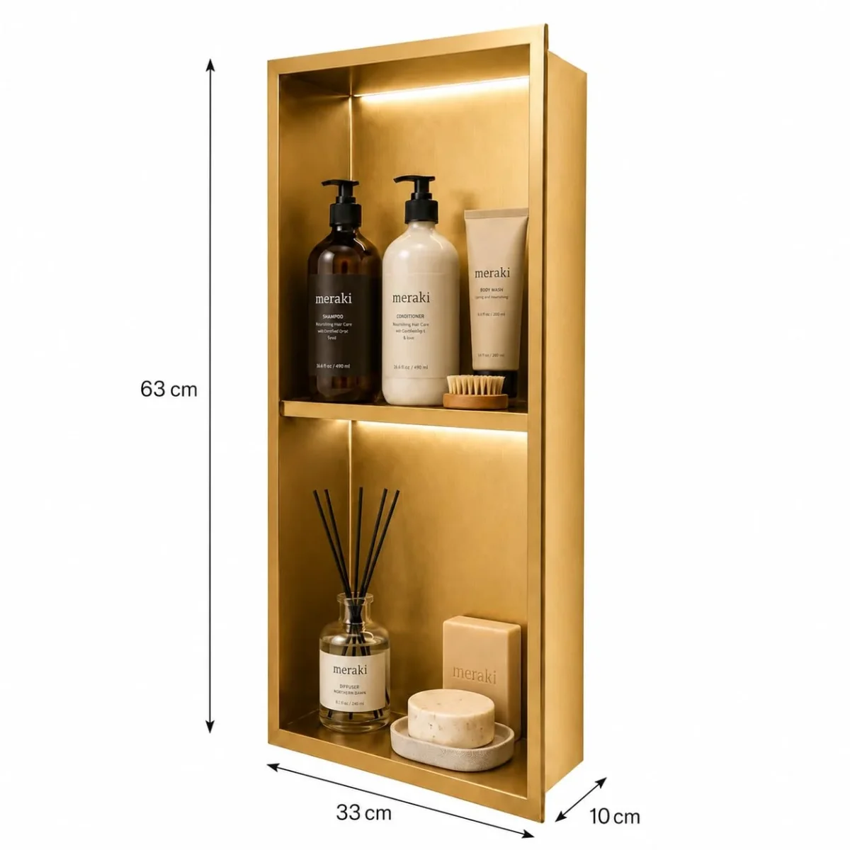 Hornacina Ducha MEDIMEX Marshall HOR006 Oro Cepillado 33x63 - Imagen 8