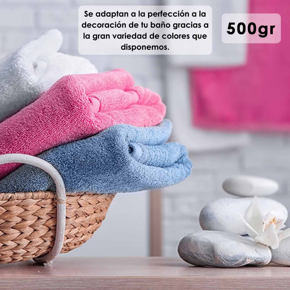 Juego de Toallas 100% Algodón de 500gsm.2Baño+2Mano+4Bide, Blanco - Imagen 7