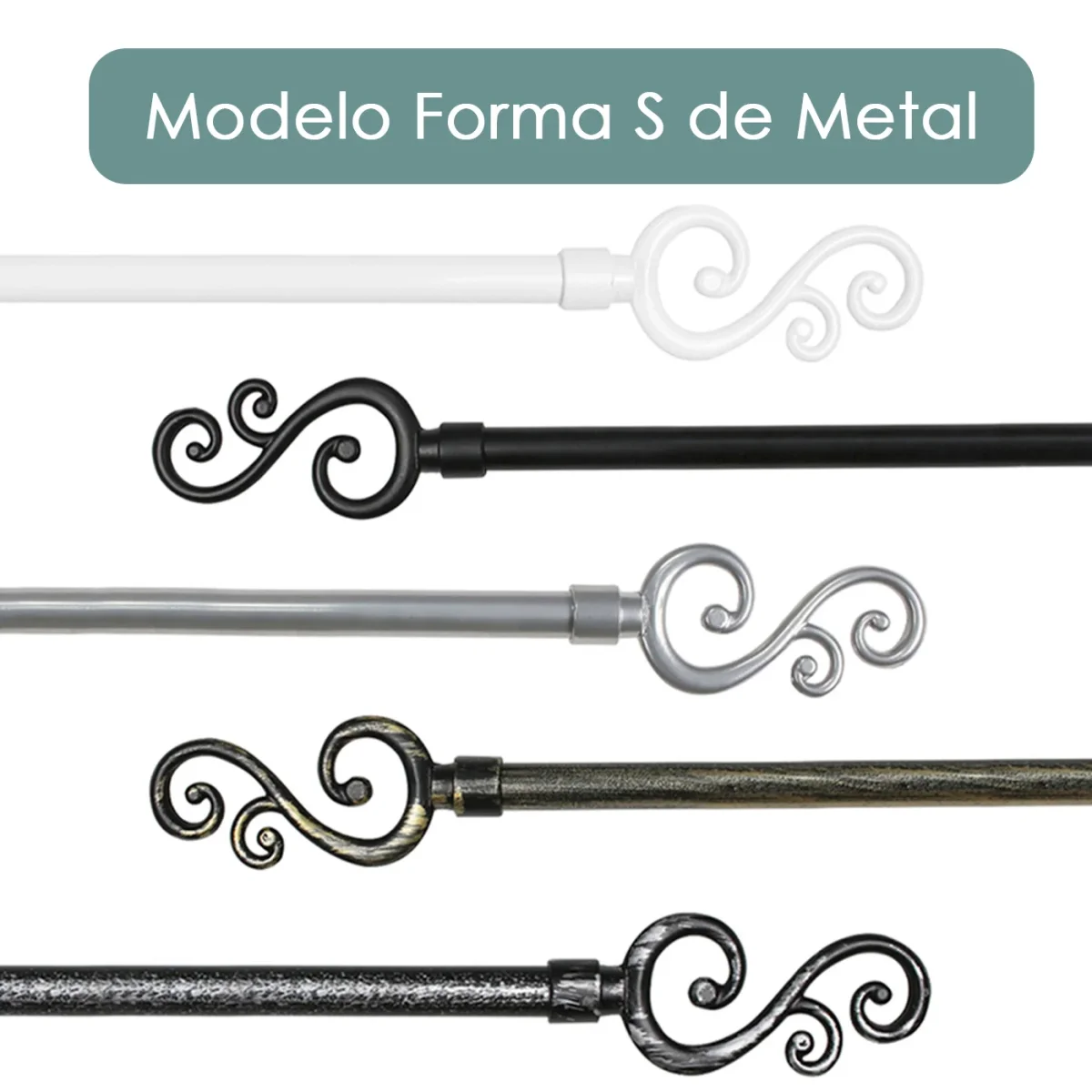 Barra De Cortinas Universal Extensible Metal Forma S- Blanco - Imagen 9