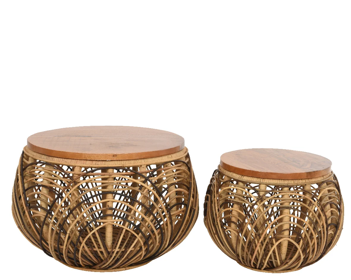 Mesa de Ratán Boho para Interior 59x36cm - Imagen 5