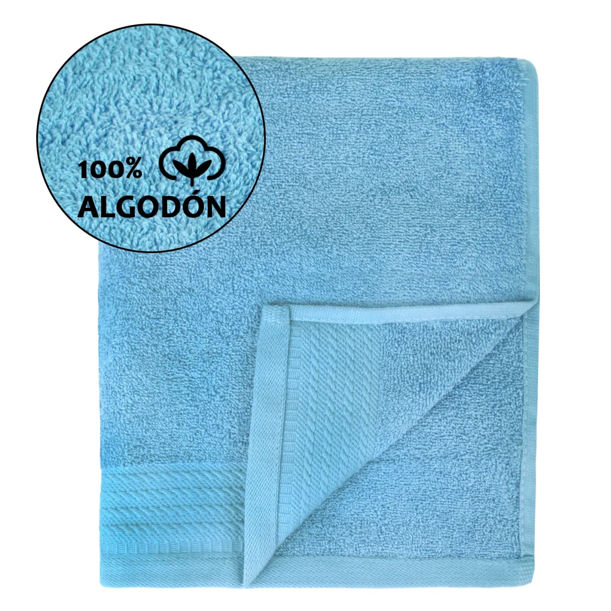 Juego de Toallas 100% Algodón de 500gsm.2Baño+2Manos, Celeste - Imagen 3