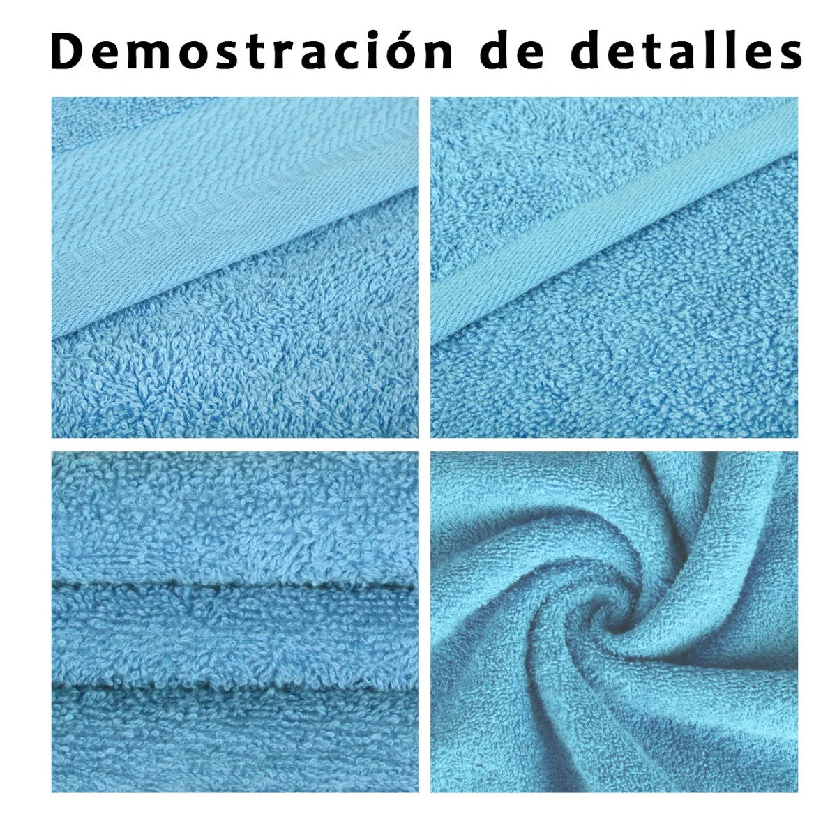 Juego de Toallas 100% Algodón de 500gsm.2Baño+2Manos, Celeste - Imagen 4