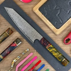 Cuchillo Kiritsuke Damascus 21 cm | Acero VG10 67 Capas | Mango Abedul Estabilizado