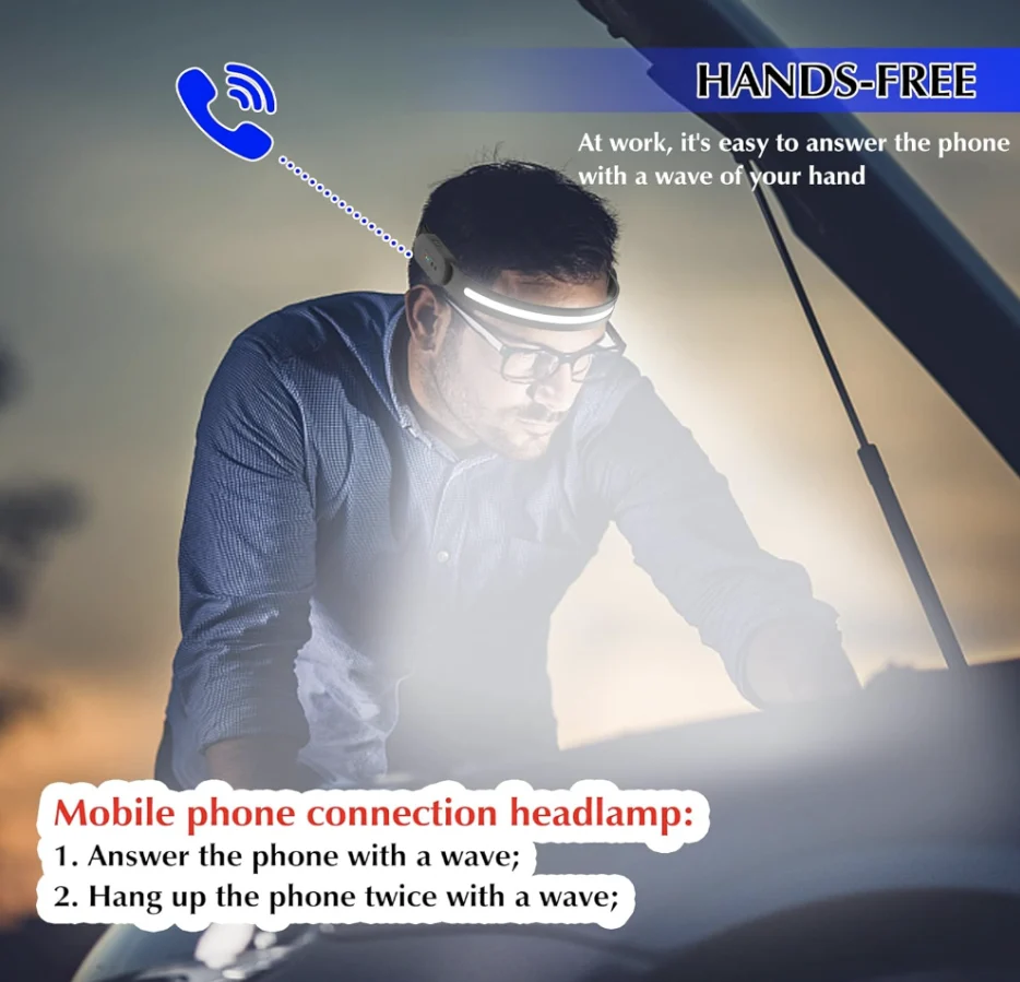 Linterna cabeza frontal LED Bluetooth, recargable - Imagen 4