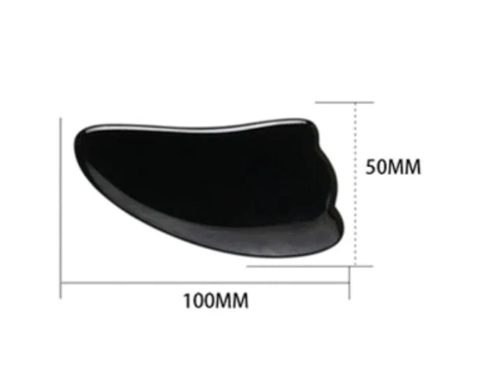 Piedra Guasha Triángulo de Obsidiana Negra - Imagen 4