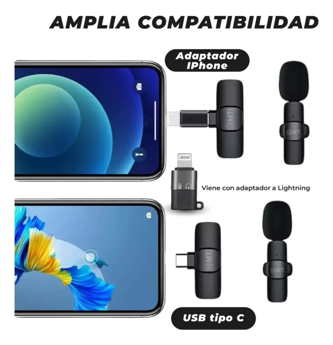 Micrófono Doble Inalámbrico Solapero Para Celular Usb-c Lightning - Imagen 5