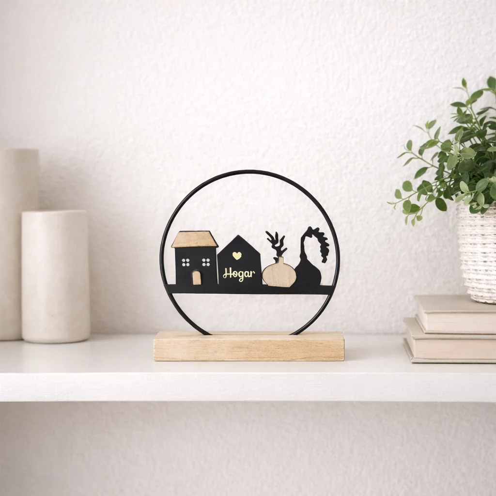 Adorno Decorativo “Hogar” con Base de Madera - Imagen 4