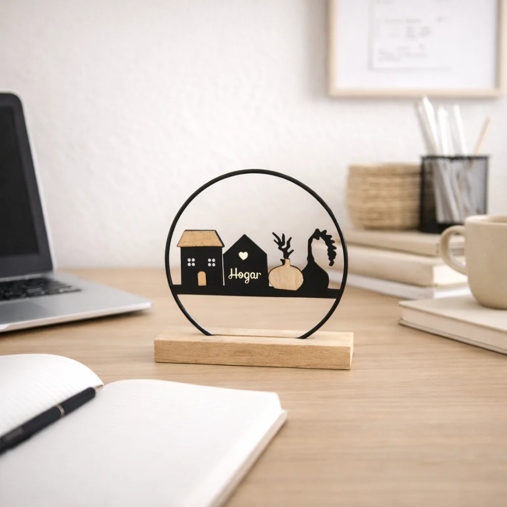 Adorno Decorativo “Hogar” con Base de Madera - Imagen 5